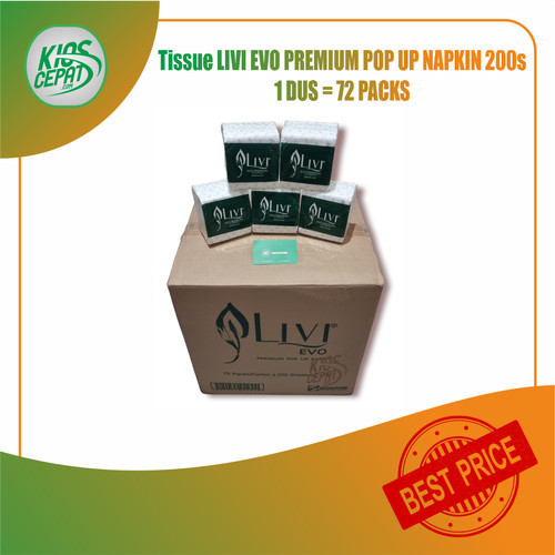 [GOJEK/GRAB] Tissue LIVI EVO PREMIUM POP UP NAPKIN 200s 1 DUS = 72Pack