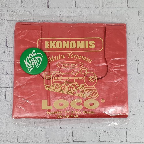 KANTONG PLASTIK HD LOCO EKONOMIS MERAH UK 24