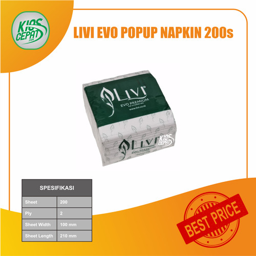 Tissue LIVI EVO PREMIUM POP UP NAPKIN 200s (Tisu Meja Makan)