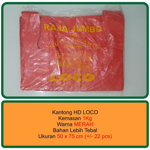 KANTONG PLASTIK HD LOCO TEBAL MERAH JUMBO 1KG