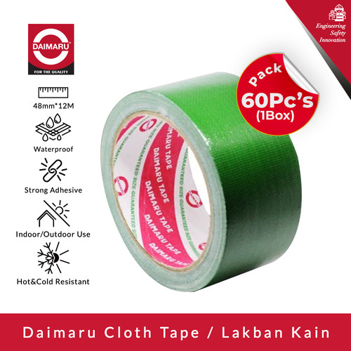 Daimaru Cloth Tape Lakban Kain Warna Hijau 48 mm x 12 meter 60pcs