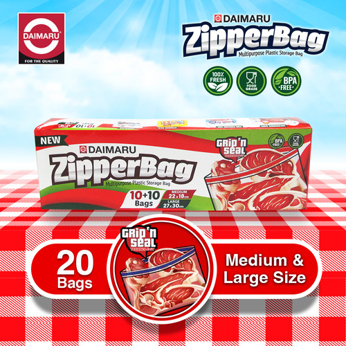 Daimaru Food Grade Zipper Bag Mix Medium & Large Size 20Pcs / Ziplock