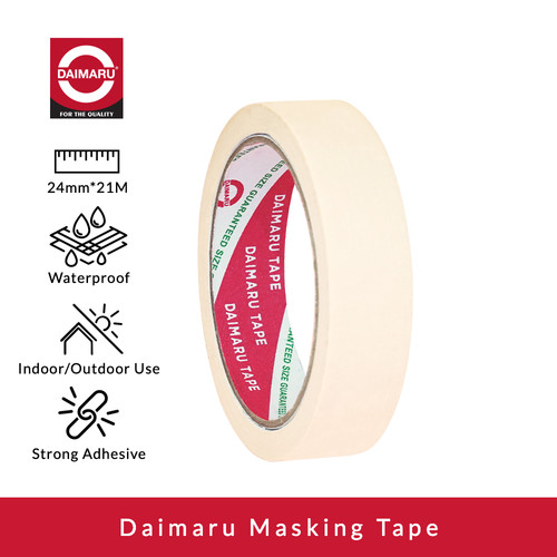 Daimaru Masking Tape Lakban Kertas Warna Cream 24 mm x 21 meter 1 Roll