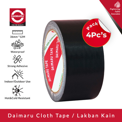 [Dapat 4roll] Daimaru Cloth Tape Hitam 36mm x 12m