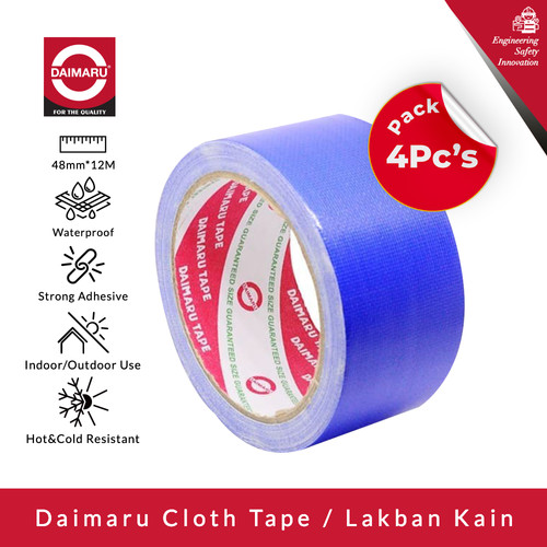 [Dapat 4pcs] Daimaru Cloth Tape Biru 48mm x 12m