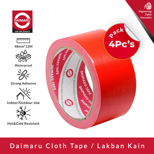 [Dapat 4pcs] Daimaru Cloth Tape Merah 48mm x 12m