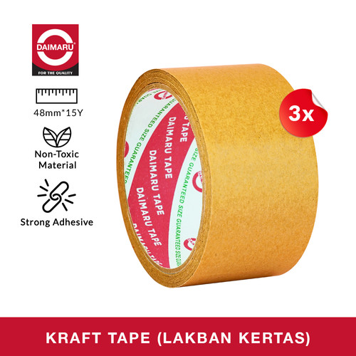 [Paket Isi 3pcs] Daimaru Kraft Tape 48 mm x 15 Yard