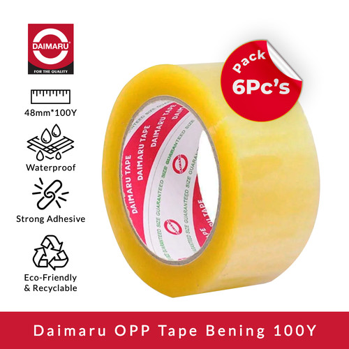 [Paket 1 Slop Isi 6pcs] Daimaru OPP Lakban Bening 48 mm x 100 Yard