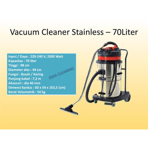 Vacuum Cleaner Stainless 70 LITER (2 MOTOR)