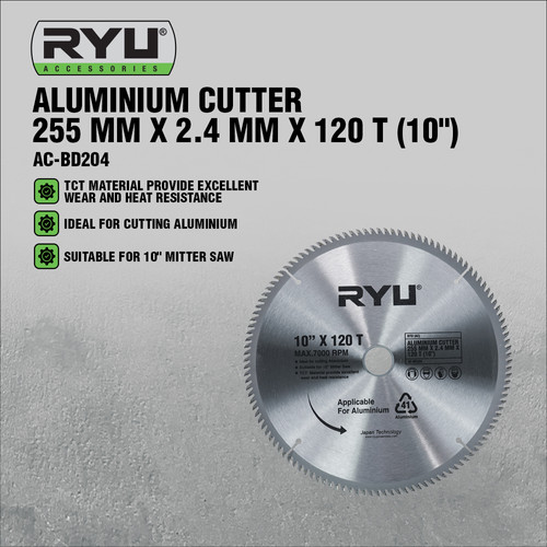 Ryu (Ac) Aluminium Cutter 255 Mm X 2.4 Mm X 120 T (10")