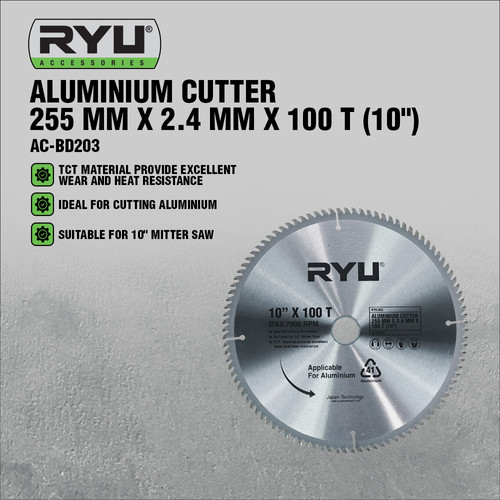 RYU (AC) ALUMINIUM CUTTER 255 MM X 2.4 MM X 100 T (10")