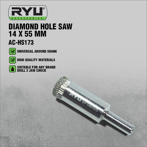 RYU DIAMOND HOLE SAW 14 X 55 MM - MATA BOR KACA - MATA BOR KERAMIK