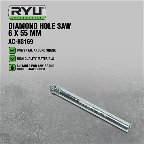 RYU DIAMOND HOLE SAW 6 X 55 MM - MATA BOR KACA - MATA BOR KERAMIK