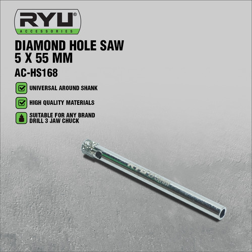 RYU DIAMOND HOLE SAW 5 X 55 MM - MATA BOR KACA - MATA BOR KERAMIK