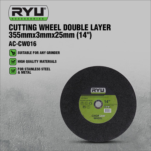 RYU CUTTING WHEEL DOUBLE LAYER 355 mm x 3 mm x 25 mm (14")