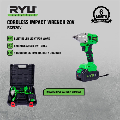 RYU CORDLESS IMPACT WRENCH 20V - IMPACT WRENCH RCW20V - BOR BATERAI