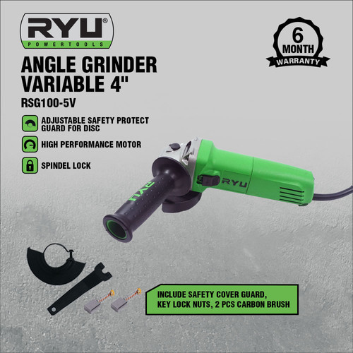 RYU ANGLE GRINDER VARIABLE 4 INCH RSG100-5V - MESIN GERINDA TANGAN -