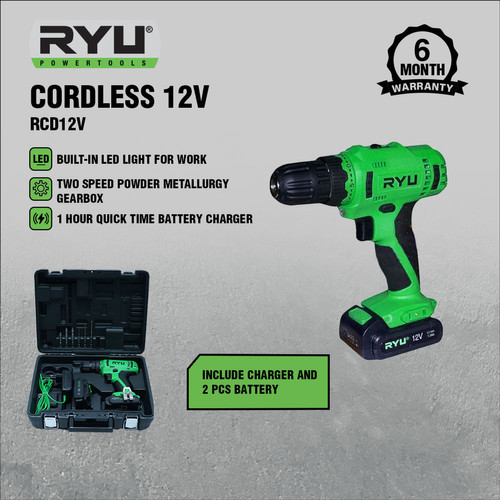 RYU CORDLESS 12V - MESIN BOR BATERAI