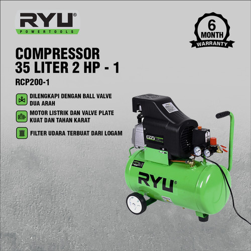 RYU COMPRESSOR 35 LITER 2 HP - MOTOR PENGGERAK - KOMPRESOR LISTRIK