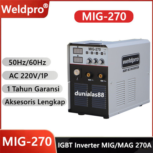 Mesin Las MIG 270A CO2 Trafo Las Welding Machine 15kg MIG-270 Weldpro