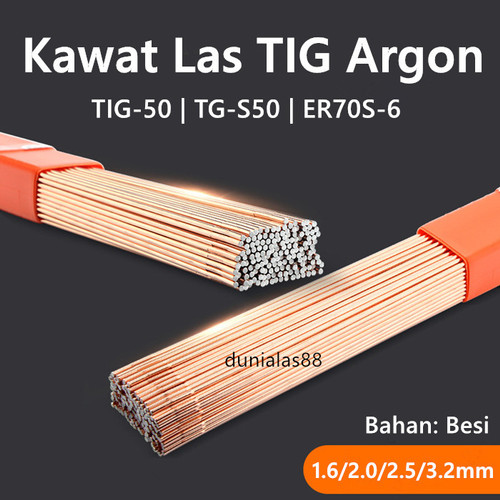 Kawat Las Tig Argon Besi TGS50 ER 70S-6 Filler Rod 1.6mm 2.0mm 2.5mm