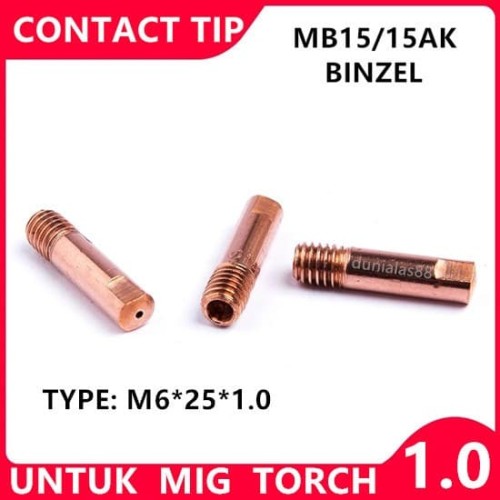 Kontak Contact Tip Mb15 M6*25*1.0 Mig Co Co2 Utk Torch MB 15AK MB-15