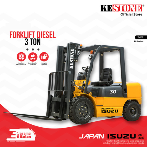 Forklift Diesel 3 Ton 3 Meter Kestone - Engine Isuzu Japan C240