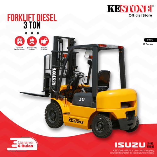 Forklift Diesel 3 Ton 3 Meter Kestone - Engine Isuzu JX493