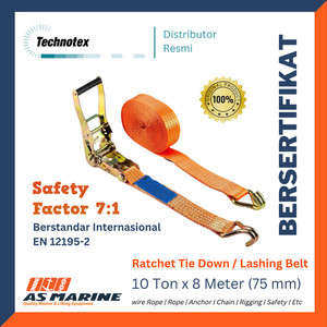 Ratchet Tie Down Cargo Lashing Belt 10T x 8M Pengikat Barang TECHNOTEX