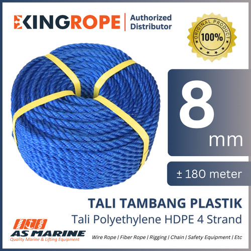 Tali Plastik HDPE / Tali PE Polyethylene 8 mm +/- 200 Meter KINGROPE