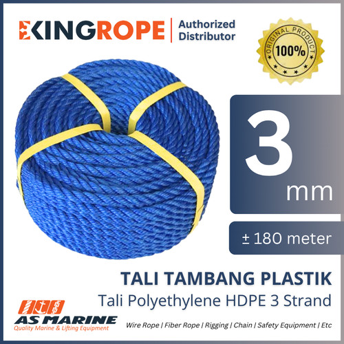 Tali Plastik HDPE / Tali PE Polyethylene 3 mm +/- 180 Meter KINGROPE