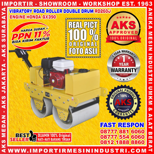 Double Drum Road Roller Vibrator Pemadat Jalan Tanah 70 Hz - RD260J