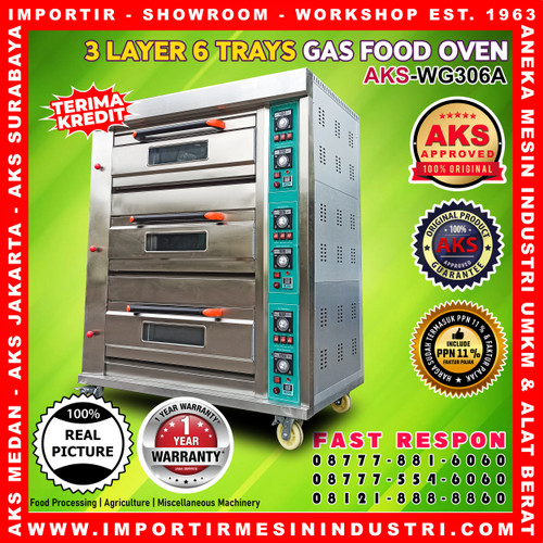 Gas Baking Oven Pemanggang Roti 3 Deck 6 Loyang AKS-WG306A ORIGINAL