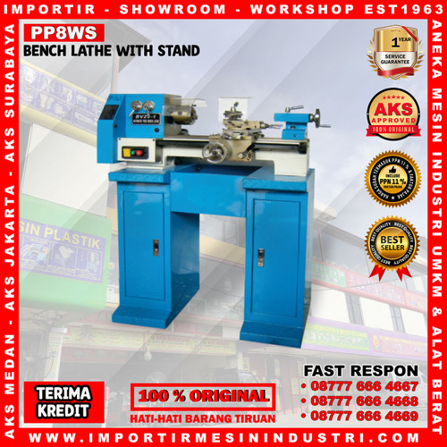 Mesin Bubut Besi Logam AKS - PP8WS Machine 200 x 110 mm With Stand