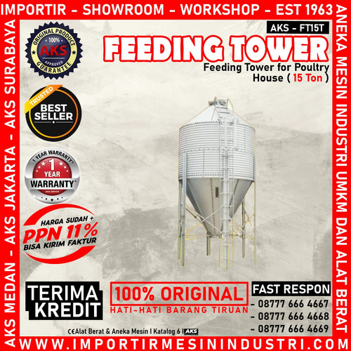 Silo Feeding Tower Perternakan Bebek / Unggas 15 Ton 3 Layer FT15T