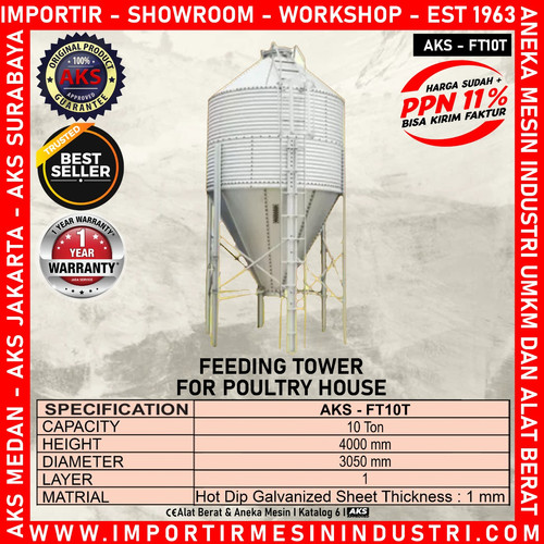 Feeding Tower Tempat Pakan Ternak Ayam Broiler 15 Ton - FT15T