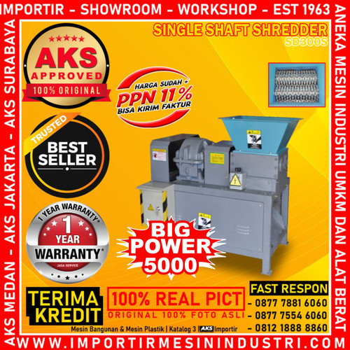 Single Shaft Shredder alat Penghancur Plastik Sampah AKS - SD300S