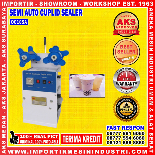 Semi Auto Cup Lid Sealer Mesin Press Gelas Plastik Berat 15 Kg OC10SA