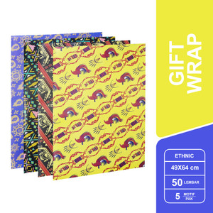 SIDU Kertas Kado Glossy Motif Etnik / Ethnic Gift Wrap 1 Pack isi 50 Lembar - SDU GW K ETN AP