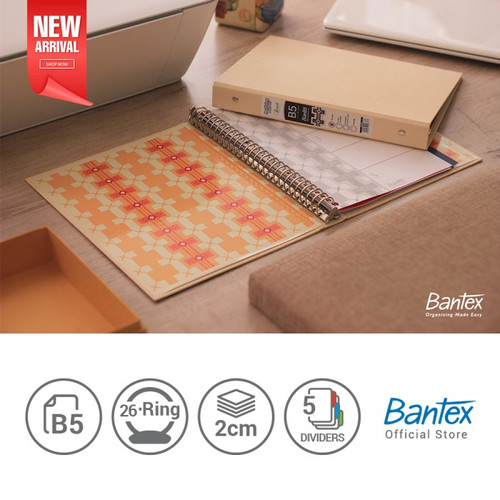 Bantex B5 Multiring Binder - Peach - Batik Series #1336 45+P