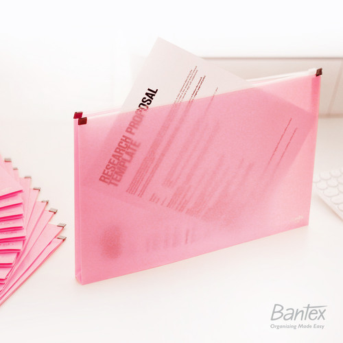 Bantex Zipper Document Map Plastik Folder F4 Folio Musky Pink 3222 74G