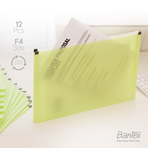 12 Pcs Bantex Map Folder Zipper Envelope Holder F4 Plastik Pistachio