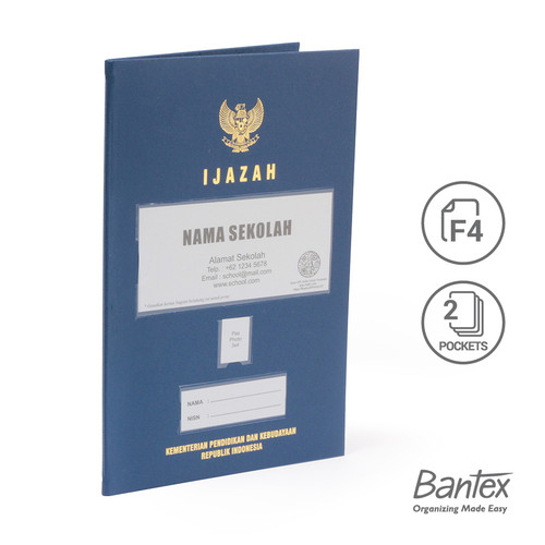 Bantex Map Ijazah Folio 2 Pocket Blue Hotprint #1026 01