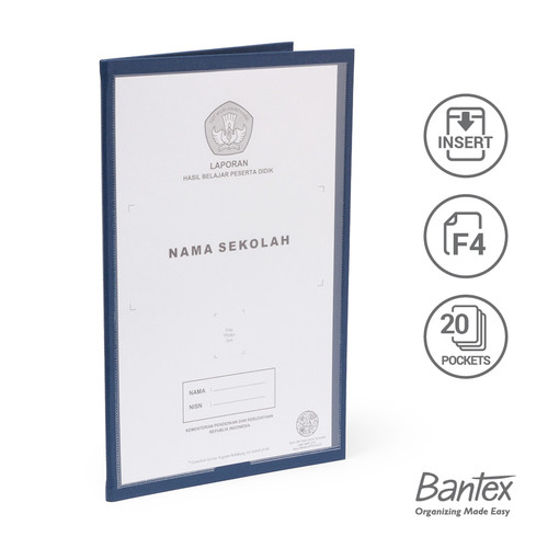 Bantex Map Raport Folio Insert 20 Pocket Blue #1022I 01