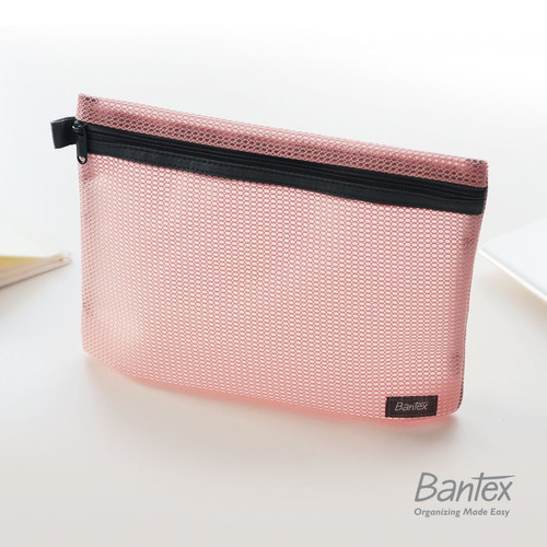 Bantex Musky Pink Zipper Storage Pouch Handbag Pencil Case #8107 74