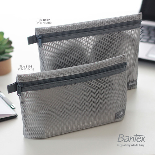 Bantex Grey Zipper Storage Pouch Handbag Pencil Case #8107 05