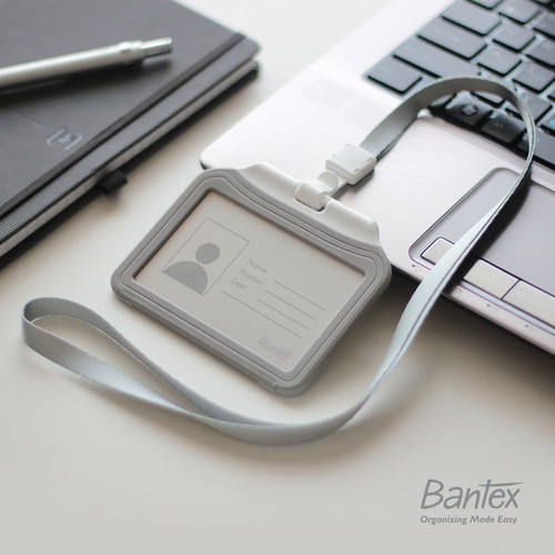 Bantex Grey Dual Side ID Card Holder Lanyard Landscape #8880 05