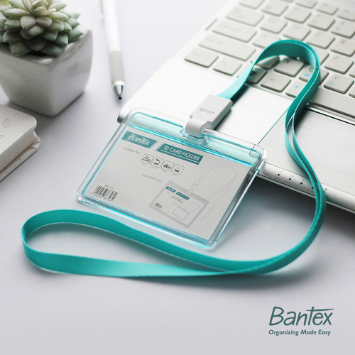 Bantex Transparent ID Card Holder Lanyard Landscape Sky Blue #8867 23