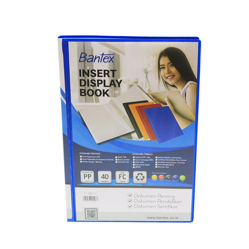 Bantex Insert Display Book PP Folio 40 pockets Cobalt Blue #3185I11