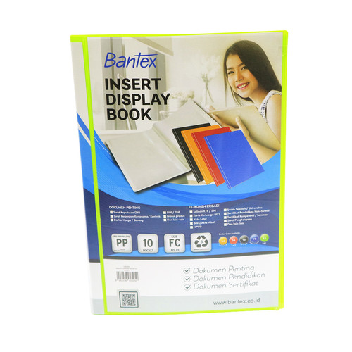 Bantex Insert Display Book PP Folio 10 pockets Lime #3180I65